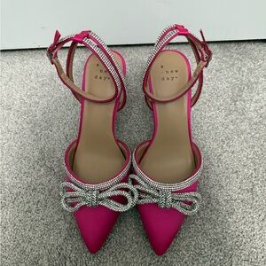 A New Day Pink and Silver Heels with Bow Detail